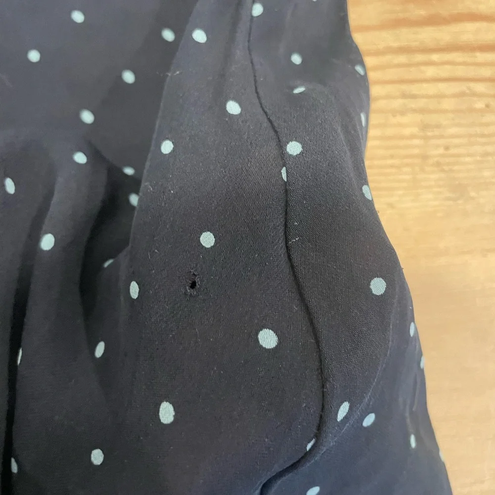 Ralph Lauren Black A-Line Skirt with Blue Dots Silk skirt - Picture 6 of 7